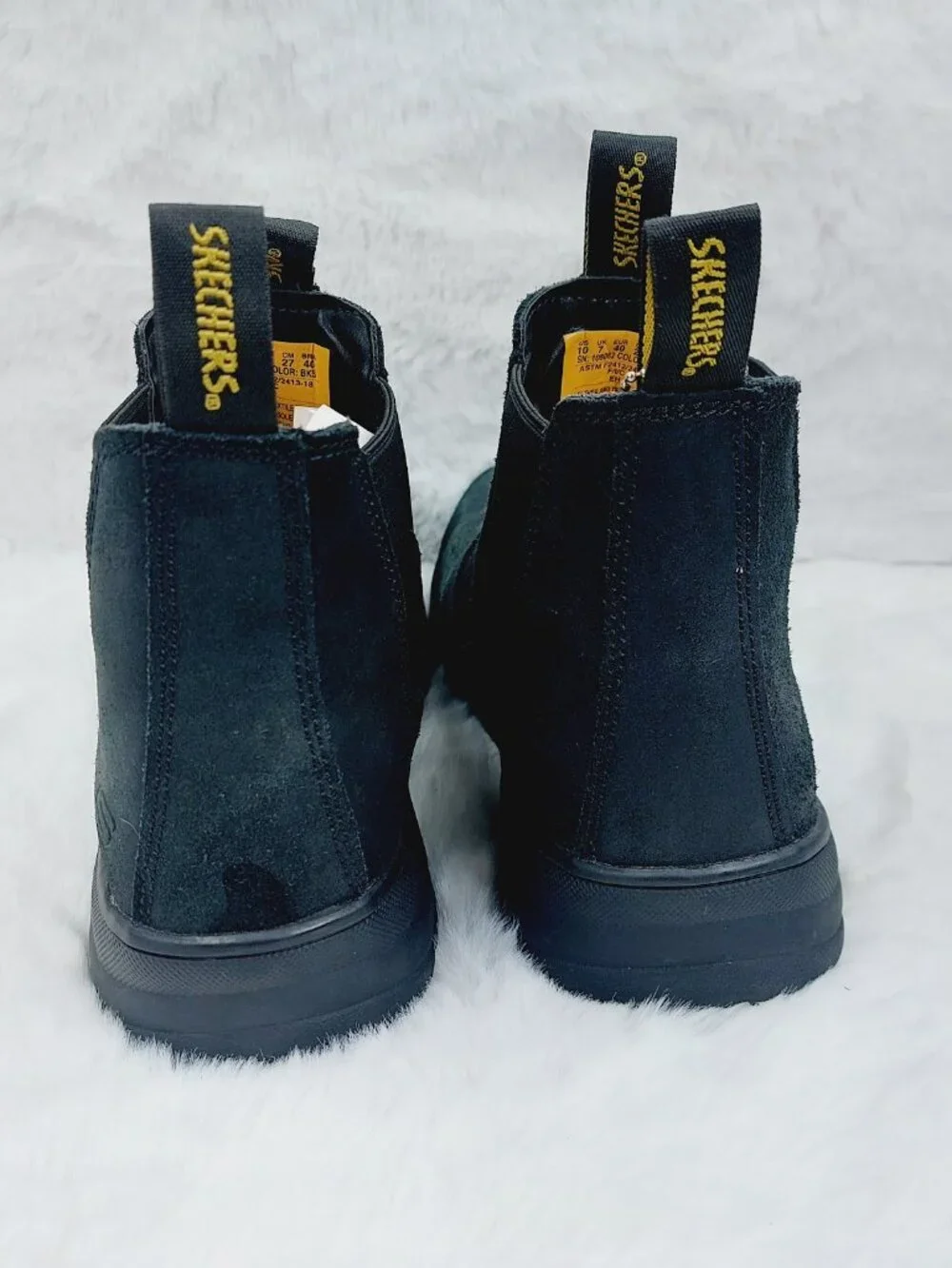 Skechers Men's Black Workshire Jannit Com-Toe Slip-On Work Chelsea Boots Size 10